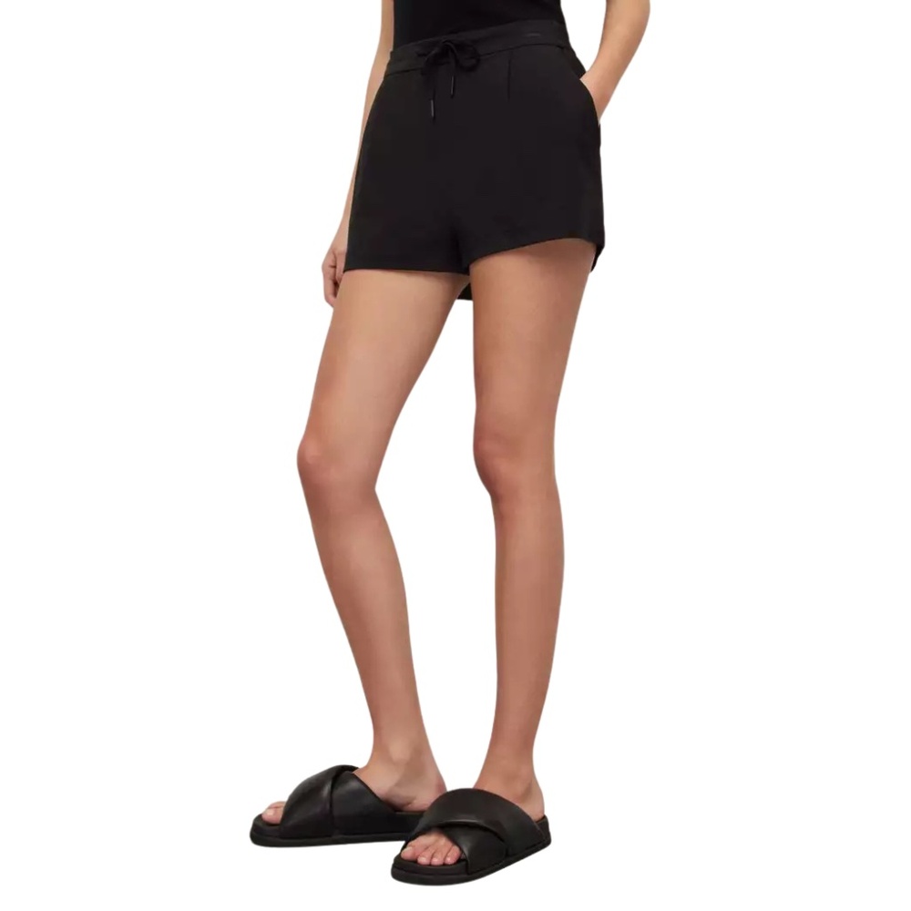 All Saints Aleida Tailored Drawcord Jersey Shorts Black Size 6